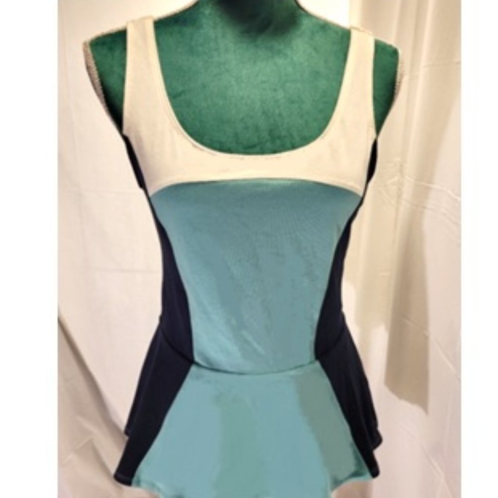 Express NWT Block Colored Peplum Tank Turquoise & Navy M